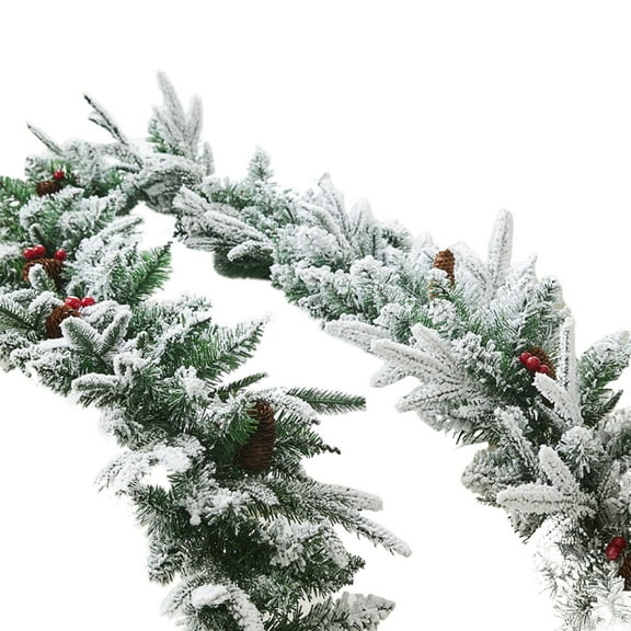 Christmas Rattan Garland 6.56FT Artificial Flower Vine Decorations for Table Fireplace Stairs Railing Indoor Outdoor Xmas Holiday Home Front Porch Door Display Decor,