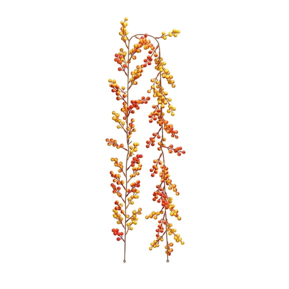 Christmas Rattan Garland – 72.4 in Artificial Twisted Berry Vine Decoration, Bendable Plastic Branches for Holiday Mantel, Door, Wall, or Table Décor