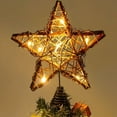 thumbnail image 1 of Christmas Rattan Natural Star Tree Topper, No Remote, Xmas Star Tree Topper Lighted for Christmas Tree Decorations, 1 of 5
