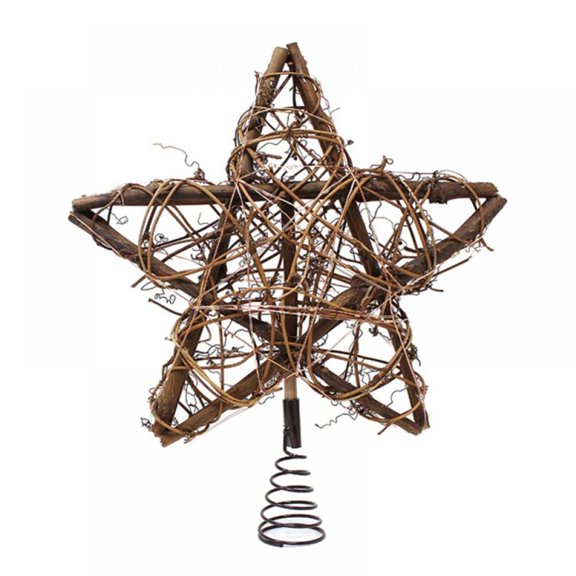 Christmas Rattan Star Treetop With Spring Support Xmas Tree Topper Decoration Christmas Tree Top Star Decoration