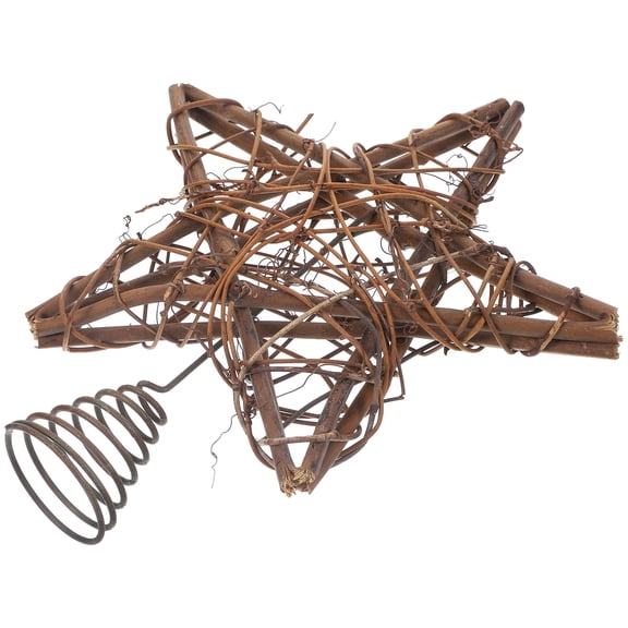 WRISTBIQUE Natural Wicker Star Tree Topper Rustic Christmas Ornament for Trees 1Pack