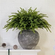 Christmas Real Touch Norfolk Stems,Artificial Pine Needles Branches Garland,Faux Evergreen Pine Needles,Fake Greenery Pines Picks for DIY Garland Wreath Christmas Embellishing & Home Garden,Green