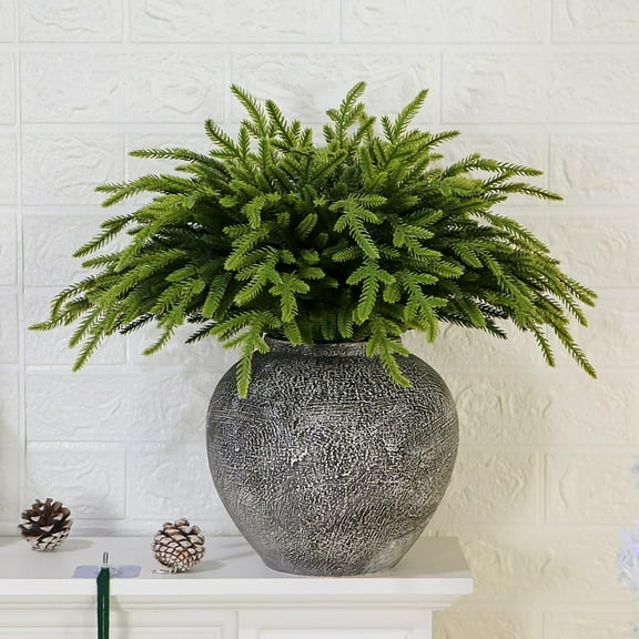 Christmas Real Touch Norfolk Stems,Artificial Pine Needles Branches Garland,Faux Evergreen Pine Needles,Fake Greenery Pines Picks for DIY Garland Wreath Christmas Embellishing & Home Garden,Green