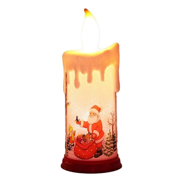 Christmas Realistic Pillar Candle LED Light Santa Snowman Flameless Night Lamp