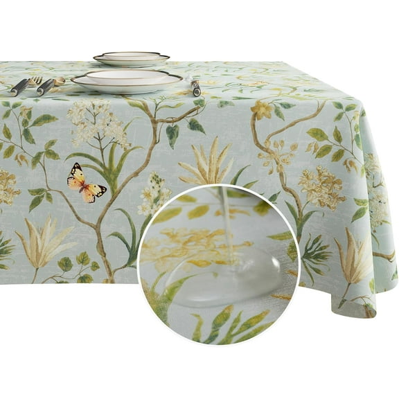 Christmas Rectangle Table Cloth,100% Waterproof Tablecloth,Christmas Decorations for Home, Vinyl Tablecloth Plastic Table Cover for Party，Picnic,Dining,Outdoor 52" x 70",Merry Ribbon