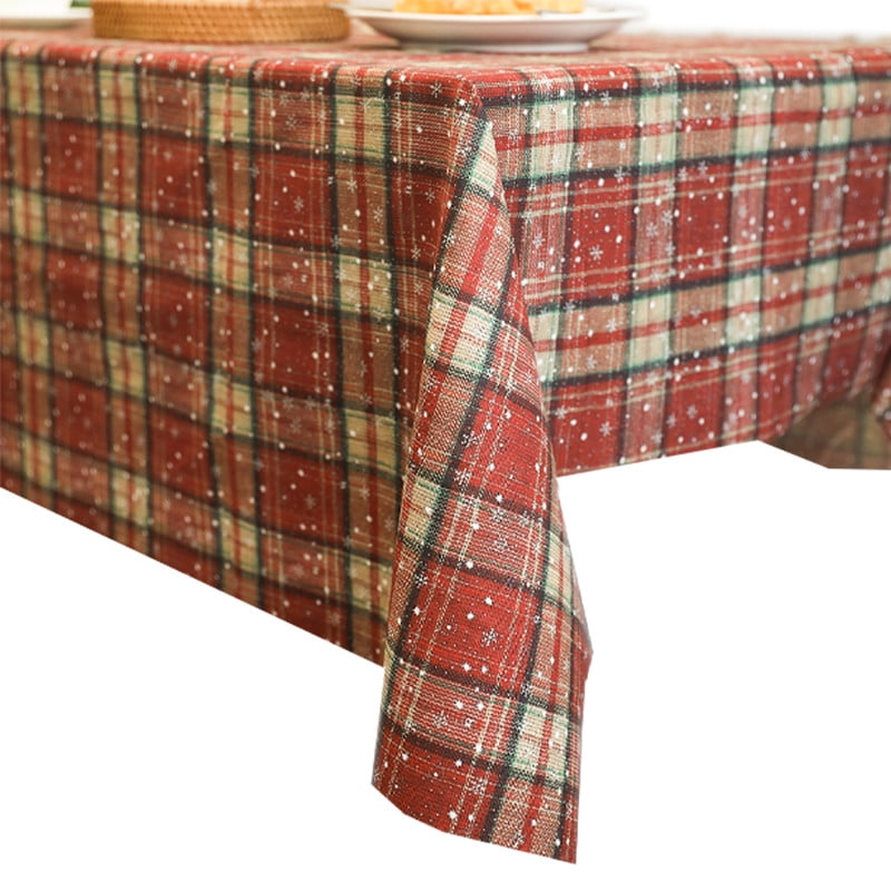 Christmas Rectangle Table Cloth, Checkered Tablecloth, Wrinkle Free