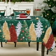 thumbnail image 1 of Christmas Rectangle Tablecloth, Green with Xmas Tree and Snowflake Printing Pattern, Modern Washable Fabric Winter Holiday Table Cover for Dining Room, Party Decor, Xmas Dinner, 60 x 120 Inch, 1 of 6