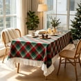 thumbnail image 1 of Christmas Rectangle Tablecloth, Ruffled Christmas Plaid Polyester Blend Table Cover for Dining Table and Holiday Party, 59 x 79 in, 1 of 6