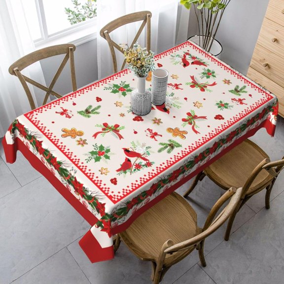 Christmas Rectangle Tablecloth Washable Table Cloth 60x90 Inch Table Cover Waterproof for Decoration Kitchen Dining Room