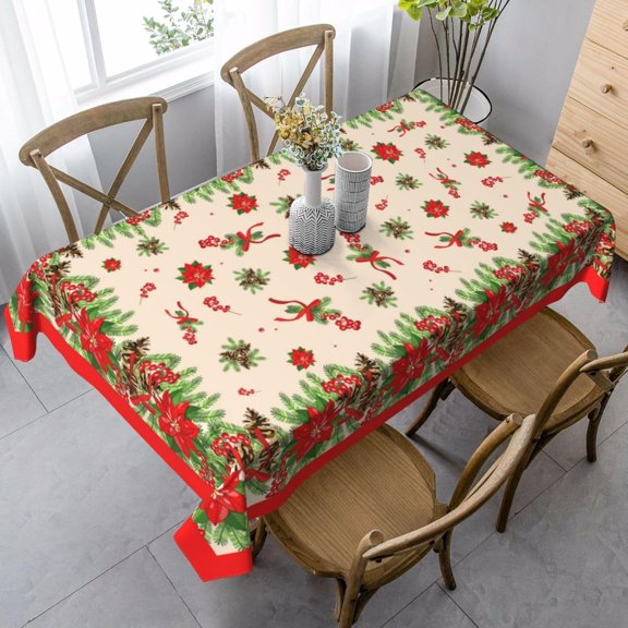 Christmas Rectangle Tablecloth Washable Table Cloth 60x90 Inch Table Cover Waterproof for Decoration Kitchen Dining Room