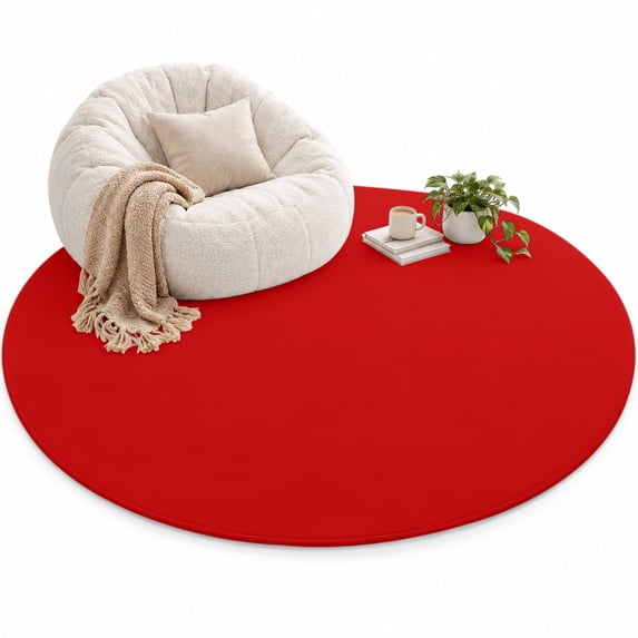 Christmas Red Area Rug 4', Soft Mat Non-Slip Silicone Backing Machine ...