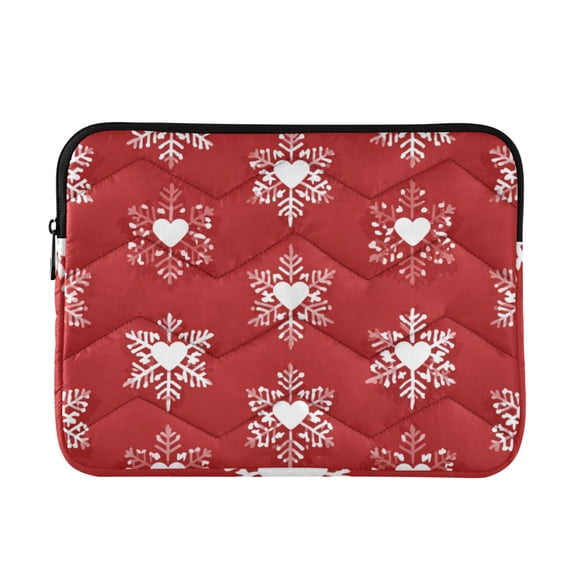 Christmas Red Background Hearts Inside Snowflakes Quilted Laptop Protective Cases Computer Sleeves Tablet Bags Briefcases M