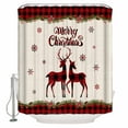 thumbnail image 1 of Christmas Red Bathroom Shower Curtains with Hooks, and Black Buffalo Plaid Elk Waterproof Fabric Washable Shower Curtain for Home Hotel Bathtub Decor 72x72 Inches, 1 of 7