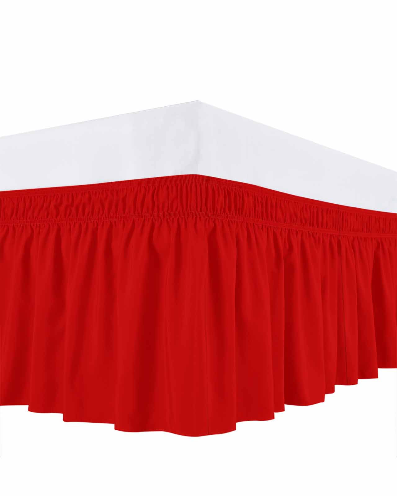 Christmas Red Bed Skirt California King Size 16&nbsp;Inch Drop, Wrap Around Dust Ruffle Bedskirts, Wrinkle & Fade Resistant Easy Fit Bedskirt with Adjustable Elastic