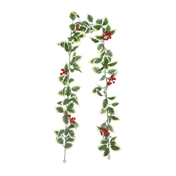 Christmas Red Berry Garland, Flexible Artificial Red Berry Garland, Poinsettia Christmas Decorations For Indoor Outdoor Home Holiday Hanging Decor