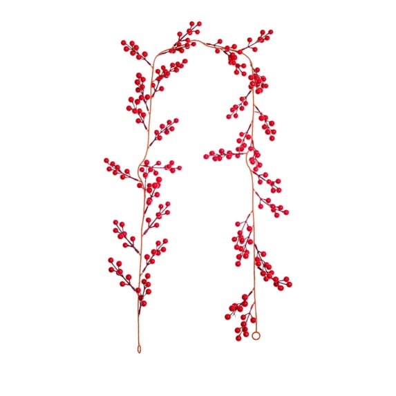 Christmas Red Berry Garland with Realistic Fruit Decorations, for Festive Home Arrangements, Natural Looking Berry Vines, for Holiday Season Decor and Celebration Atmosphere