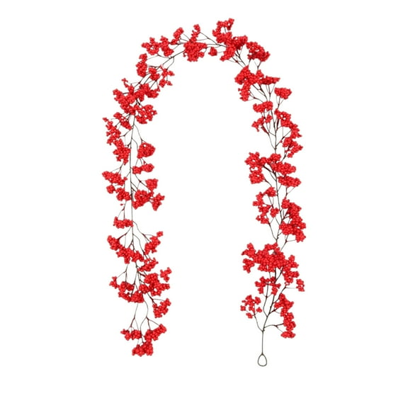 Christmas Red Berry Garland Vine 6.5 FT Christmas Holly Berry Vine for Christmas Tree, Winter Berry Garland for Xmas Tree Window Door Hanging Indoor Outdoor Holiday Decoration