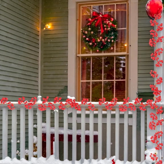 Christmas Red Berry Garland for Tree and Home Decor, Lifelike Foam Berry Vine for Holiday Wedding Party Decorations(Red,A)