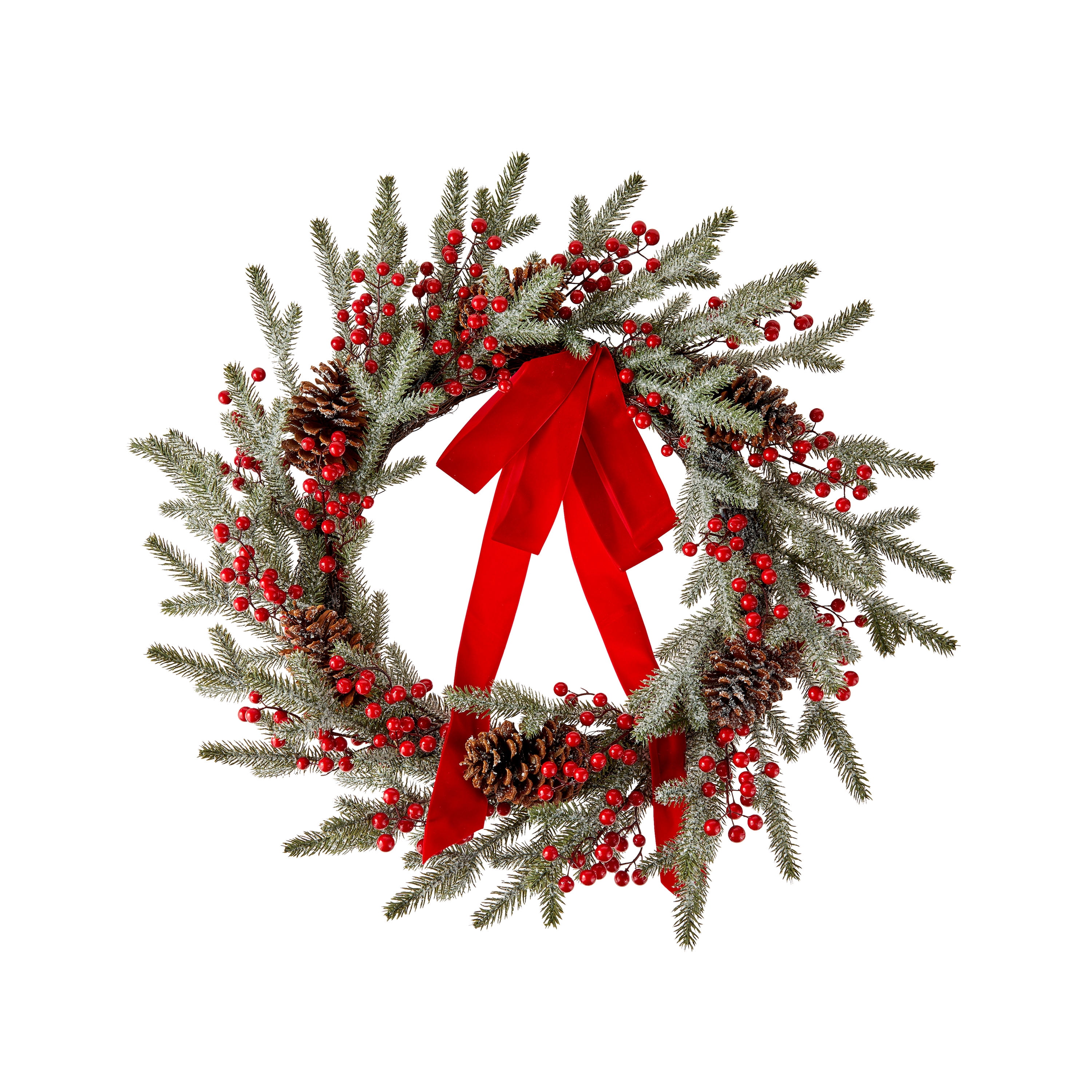 Red Berry and Pinecone Christmas Wreath, 28 in, by Holiday Time
