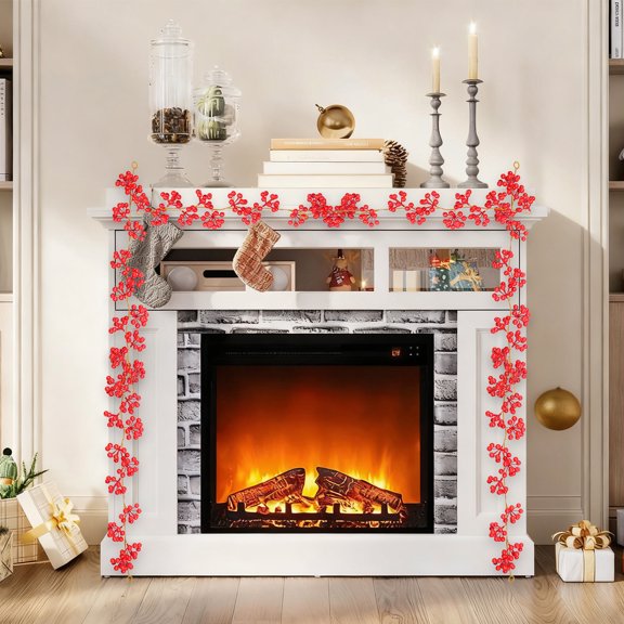 Christmas Red Berry Simulation Garland - Realistic Holly Fruit Cane Design, Vibrant Durable Artificial Material, Easy Hang Home Wedding Decor, A