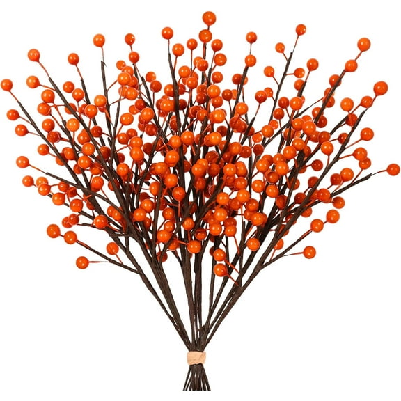 Christmas Red Berry Twig Stem, 12Pcs Artificial Burgundy Berry Picks for Christmas Tree Decorations, Valentines, Crafts, Wedding, Holiday Home Decor