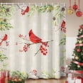 thumbnail image 1 of Christmas Red Bird Shower Curtain, Xmas Tree Branches Snowflakes Winter Waterproof Fabric Shower Curtains with 12 Hooks, Bathroom Curtain Set for Bathroom Accessories Decor, 36 x 72 Inches, 1 of 9