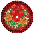 thumbnail image 1 of Christmas Red Black Buffalo Plaid Gingerbread Man Polyester Tree Skirt for Xmas Holiday Home Indoor Decoration 48 in, 1 of 5