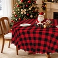 thumbnail image 1 of Christmas Red Buffalo Check Round Tablecloth,60 Inch,Washable Stain Resistant Table Cover for Holiday Party, 1 of 6