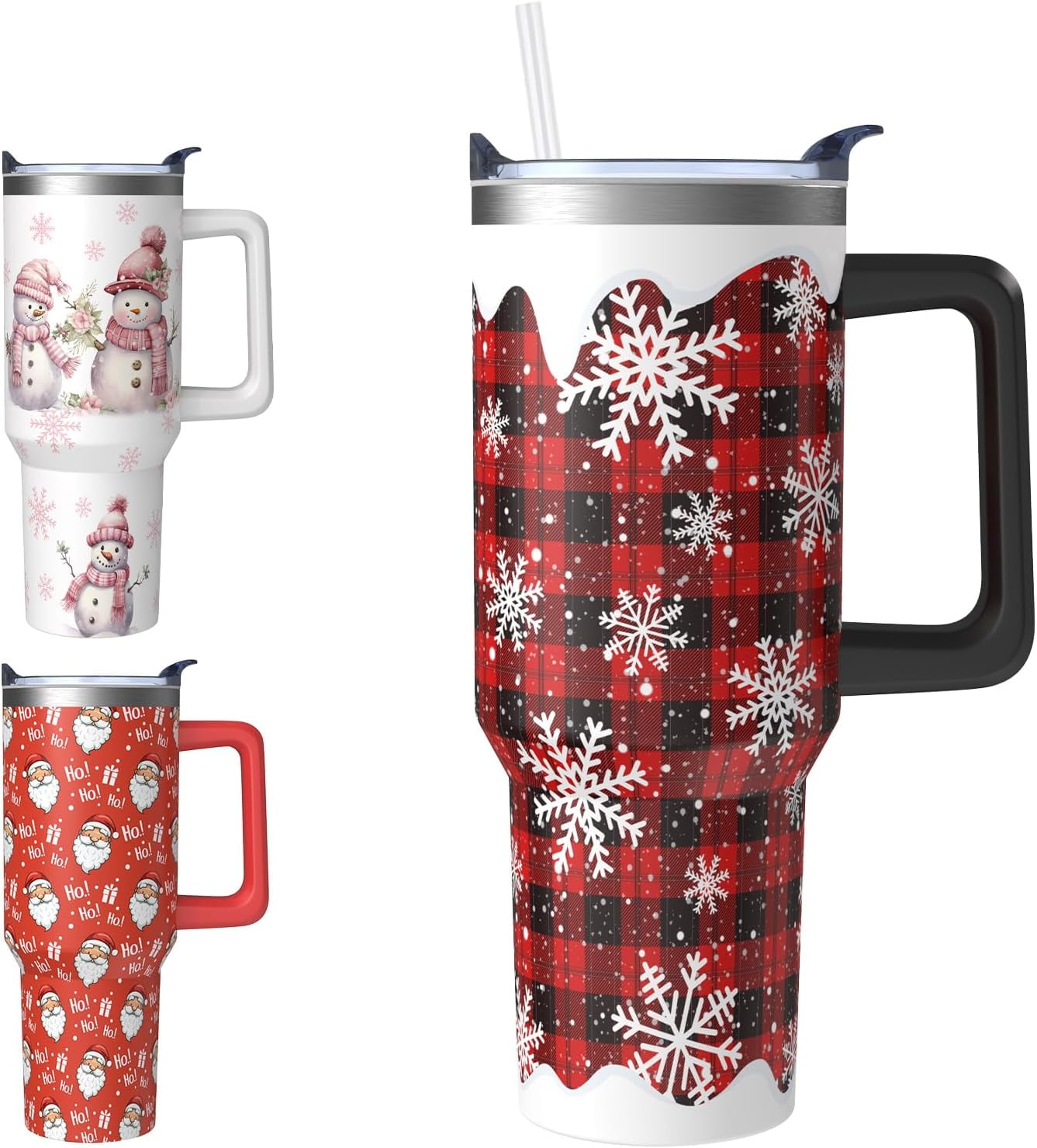 Christmas Red Buffalo Plaid Gifts for Women Men, White Snowflake Stainless  Steel Insulated Travel Coffee Cup, 40 Oz Tumbler with Handle and Straw,  Winter Holiday Water Bottle - Walmart Business Supplies