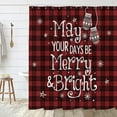 thumbnail image 1 of Christmas Red Buffalo Plaid Shower Curtain, Winter May Your Days Be Merry and Bright Bathroom Shower Curtain Sets Decoration 71 x 71 Inch with Hooks, 1 of 6