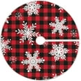 thumbnail image 1 of Christmas Red Buffalo Plaid Snowflake Christmas Tree Skirt Decorations Winter Snow Buffalo Check Xmas Tree Mat 48 inch for Holiday Party Supplies Rustic Ornaments Large Tree Skirt, 1 of 6