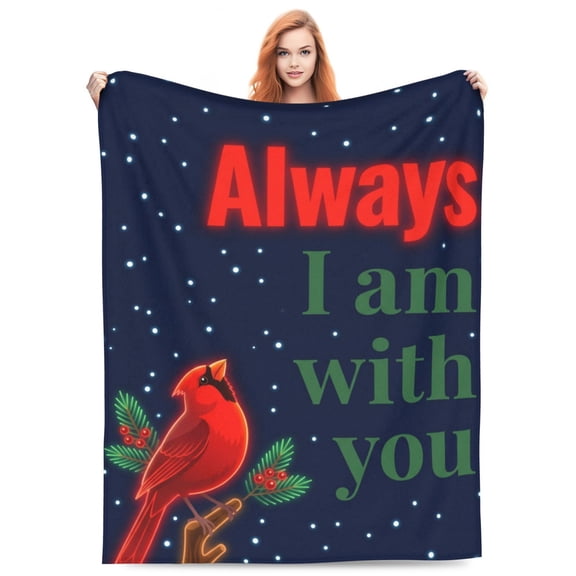 Christmas Red Cardinal Blanket, Soft Cozy Fuzzy Flannel Throw Blanket, Warm Plush Fleece Blanket for Adults, Couch Sofa Bed Bedroom Holiday Home Decor 50x40