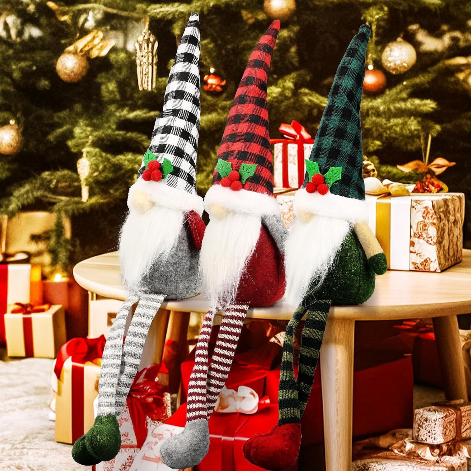 Christmas Red Cardinal Gnomes Decorations for Home, Indoor, Office- Xmas Gnomes Plush Doll - Christmas Elf Decoration Swedish Tomte - Red Cardinal Decor for Table - Gnomes Gifts for Women