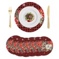 thumbnail image 1 of Christmas Red Check Round Placemats Set of 6,Braided Polypropylene Place Mats,Poinsettia Xmas Flower Snowflake Berry Table Mats for Kitchen Dinner Holiday Wedding Party Coffee Table Decor 15", 1 of 9