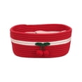 thumbnail image 1 of Christmas Red Cherry Pattern Storage Basket,Decorative Organizer Bin with Handles for Toys,Clothes,Blankets and Home Storage 11.81*7.87*4.72IN, 1 of 7