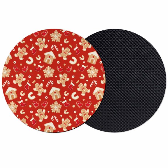 Christmas Red Coasters Set of 2, Absorbent Coasters for Drinks, Gingerbread Merry Xmas Snowflakes Holiday Coaster for Desk Coffee Table Protection, Home Decor House Warming Gifts 4"