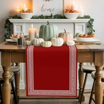 Christmas Red Cotton Linen Table Runner, Washable Table Runners for Kitchen, Dining Room, Holiday, Home Party Table Decor, 13x36 Inches
