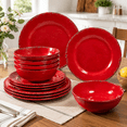 Ruby Ware Warehouse Christmas Red Dinnerware Set, 12 Piece Service for 4, Indoor and ...