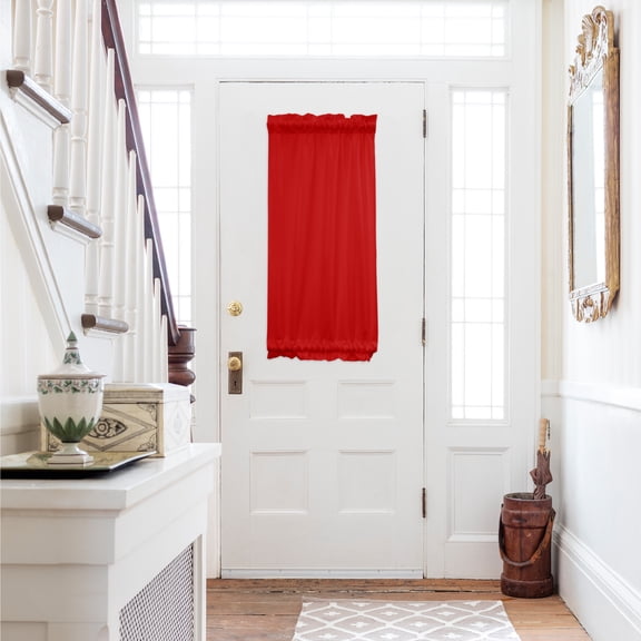 Christmas Red Door Curtains for Door Window, French Sidelight Front Back Door Curtains With Tieback, Modern Simple Xmas Red Backdrop Kitchen Rod Pocket Drapes Panel, 25"x40"