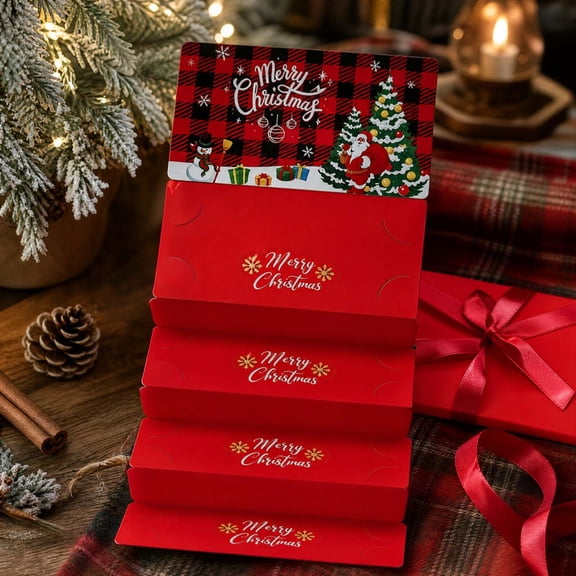 Christmas Red Envelopes for Holiday Gifting, 6 Slots Money Holders with Santa and Snowman Design, Thick Paperboard, 11.8×6.3×0.4 Inch, Festive Party Favor