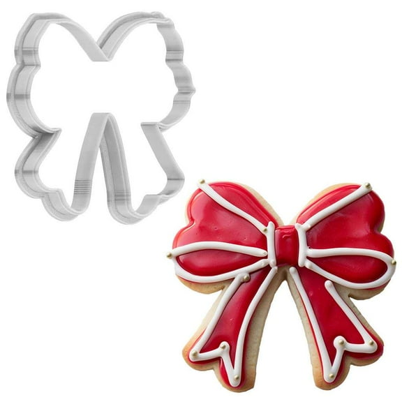Christmas Red Festive Ribbon Cookie Cutter 4 Inch Made in USA by WONDERTORY