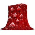Christmas Red Fleece Blankets for Couch, Winter Xmas Ball Snowflake