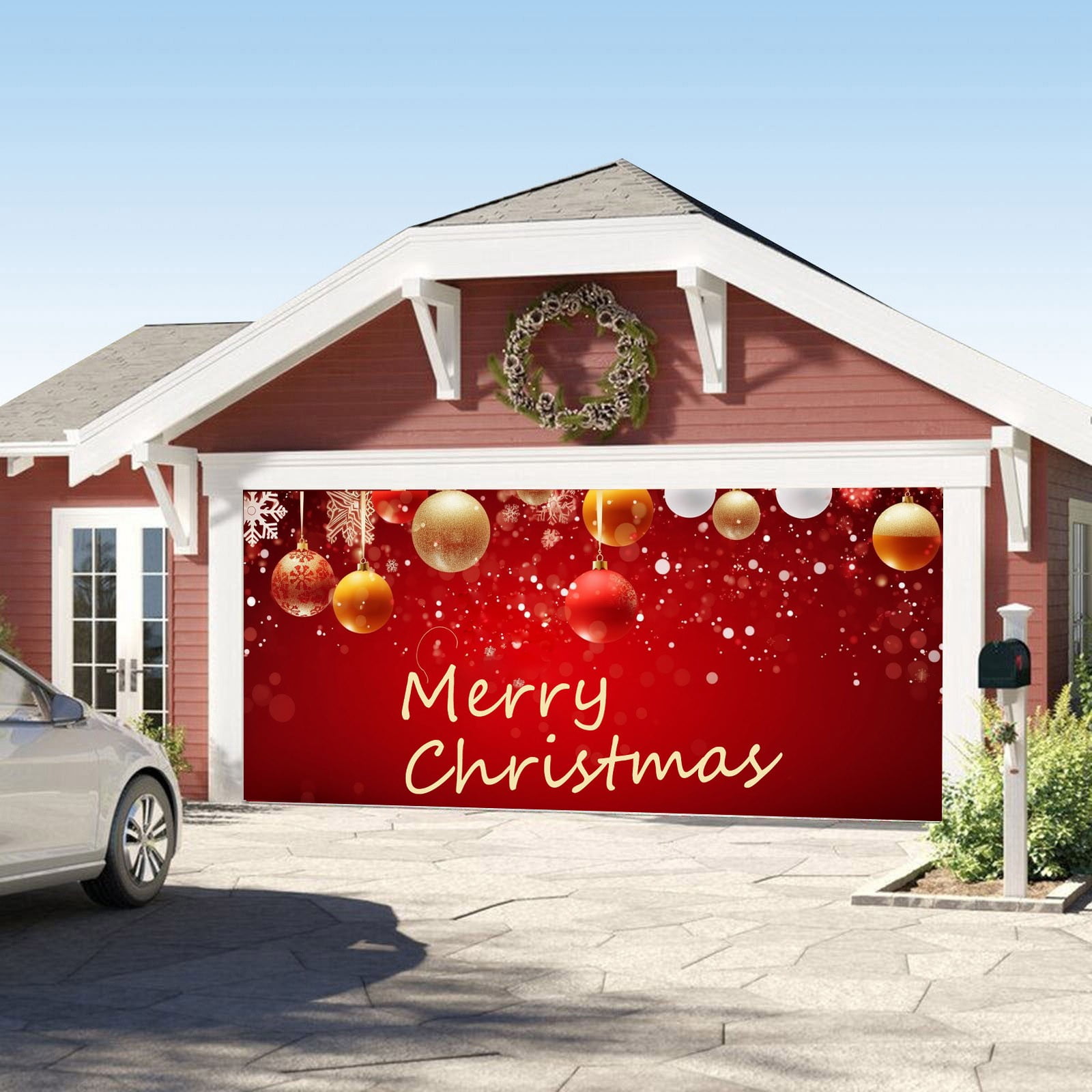 Christmas Red Garage Door Decorations Christmas Garage Door Banner Mural Cover Large Merry