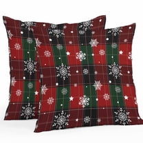 Christmas Red Green Classic Buffalo Plaid Snowflake Pattern Outdoor Pillow Covers Pack of 2 Waterproof Throw Pillow Covers Decorative Cushion Cases for Patio Garden Tent Balcony Couch 16x16 inch