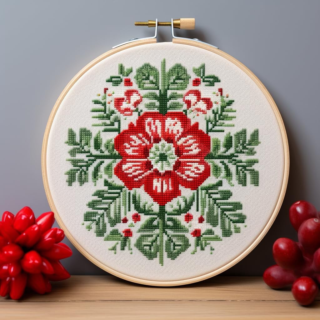 Australian Shepherd Cross Stitch Kit For Beginners - 11CT Printed Fabric, Hoop Included, 35x35cm DIY Craft
