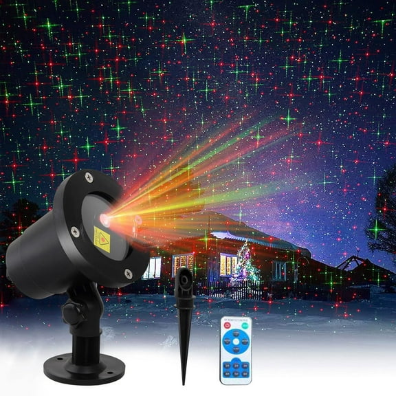Christmas Red Green LED Projector Lights Moving Indoor Outdoor Landscape Stage Xmas Lamp with Remote for Garden Party Holiday Decoration