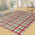 thumbnail image 1 of Christmas Red And Green Plaid Area Rugs Christmas Buffalo Plaid Stripes Xmas Rugs Washable Rug Wear-Resistant And Non-Slip Non-Shedding For Dining Room Children's Room 1x2ft, 1 of 6