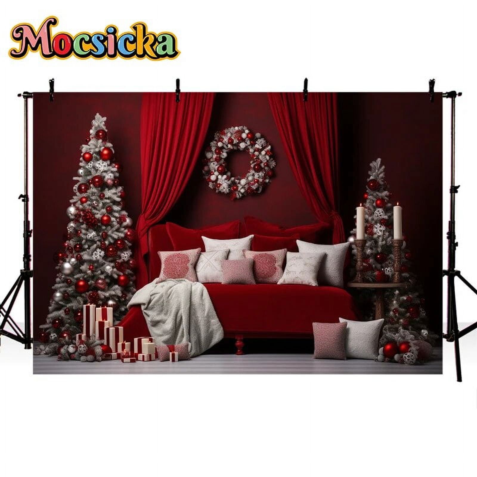 Leowefowa Christmas Barn Backdrop 7x5ft Christmas Snowy