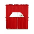 thumbnail image 1 of Christmas Red Kitchen Curtain and Valance Set 3 Pieces, Rod Pocket Short Tier Curtains 24 Inch Length, Modern Simple Xmas Red Backdrop Swag Topper Small Window Treatment for Cafe Bathroom Bedroom, 1 of 6