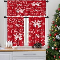 Christmas Red Kitchen Curtains with Valance and Tier Sets 36 Inch, 3 Pieces Snowflakes Rod Pocket Drapes Window Treatment Curtains for Kitchen Over Sink Bed Room Decor